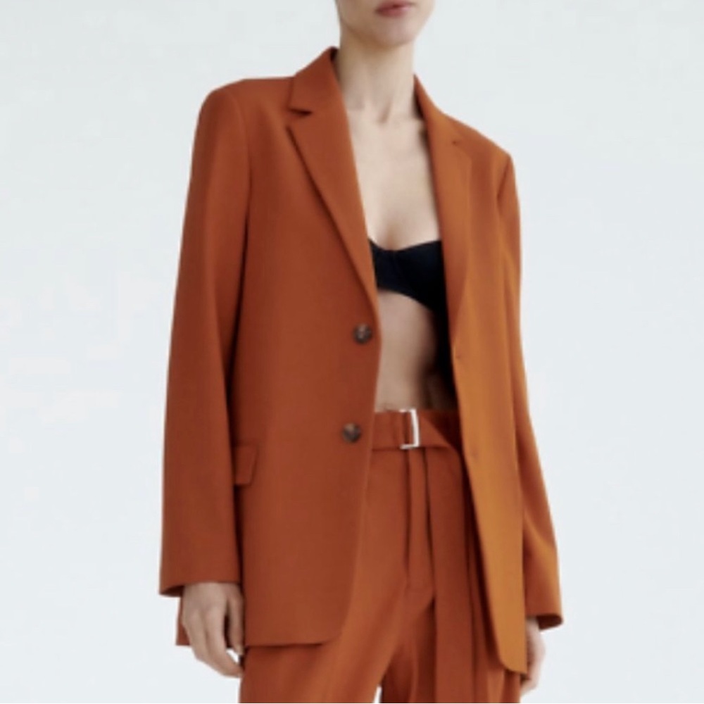Zara Straight Cut Buttoned Oversized blazer.